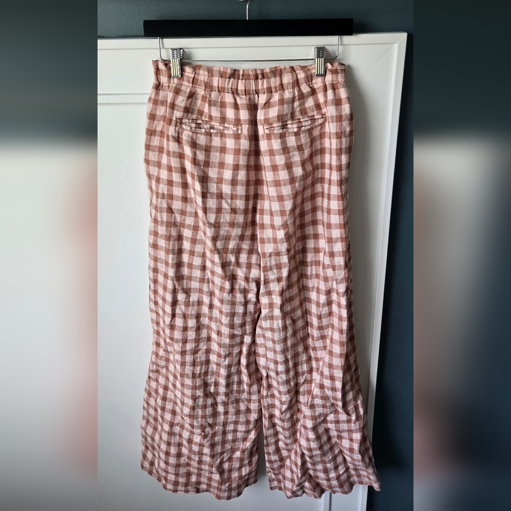 Lou & Grey Women's Pink Gingham Wide-Leg Linen Pants - Picture 7 of 7